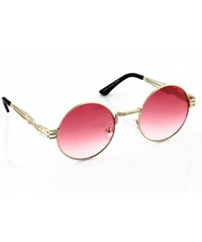 John Lennon Round Sunglasses Steampunk Metal Spring Frame Groovy Lens Color - Pink - C917YY7CXIA $13.58 Oversized