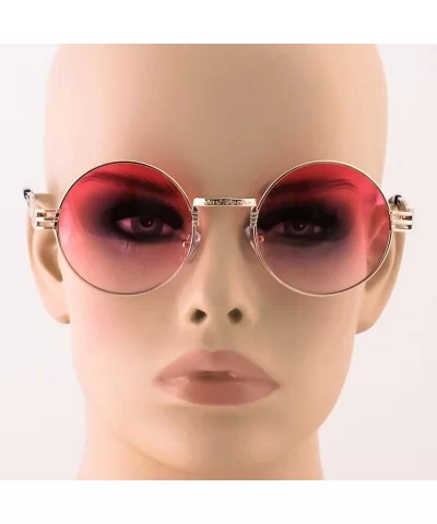 John Lennon Round Sunglasses Steampunk Metal Spring Frame Groovy Lens Color - Pink - C917YY7CXIA $13.58 Oversized