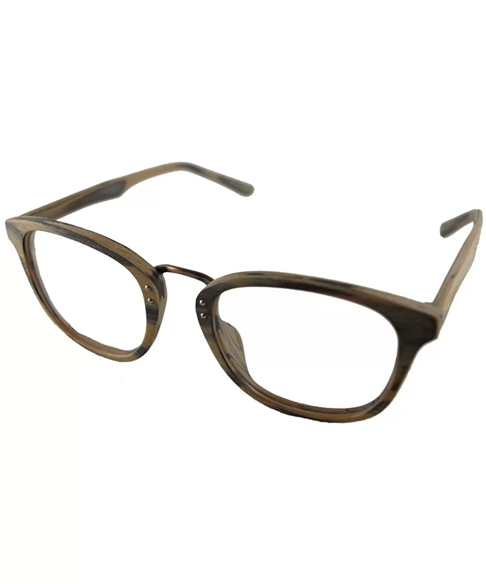 Vintage Wooden Glasses Frame Large Semi Square - Black Brown Mix - CY11SQU2MQ3 $63.14 Square