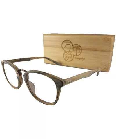 Vintage Wooden Glasses Frame Large Semi Square - Black Brown Mix - CY11SQU2MQ3 $63.14 Square