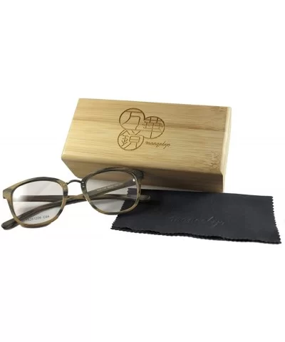 Vintage Wooden Glasses Frame Large Semi Square - Black Brown Mix - CY11SQU2MQ3 $63.14 Square