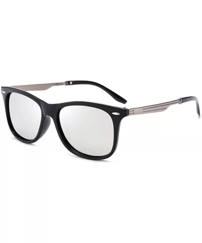 2019 Polarized Square Sunglasses Men Brand Designer Classic Eyewear BlackGray - Silver - CW18Y4SU8IY $11.96 Oversized