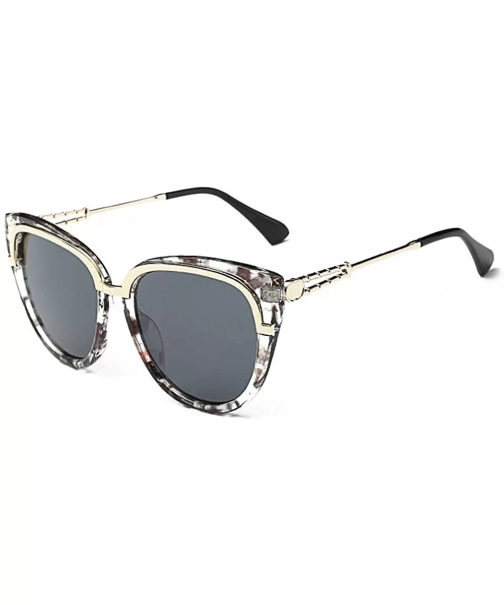 New Fashion Round Cateye Mirrored Sunglasses For Women Classic Style Vintage Inspired Fashion - Gold/Grey - CR12IOUXTLB $22.4...