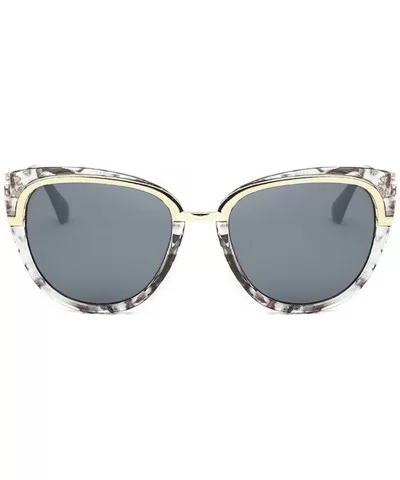 New Fashion Round Cateye Mirrored Sunglasses For Women Classic Style Vintage Inspired Fashion - Gold/Grey - CR12IOUXTLB $22.4...