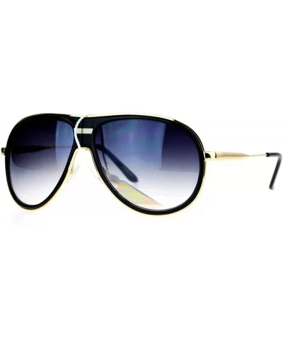 Designer Fashion Sunglasses Round Racer Aviator Metal Rim Unisex - Gold Black - CZ189THTLRX $13.79 Aviator