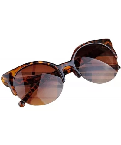 Sunglasses for Women Cat Eye Vintage Sunglasses Retro Semi-Rim Round Sunglasses - C - C318QMX5UYO $9.56 Cat Eye