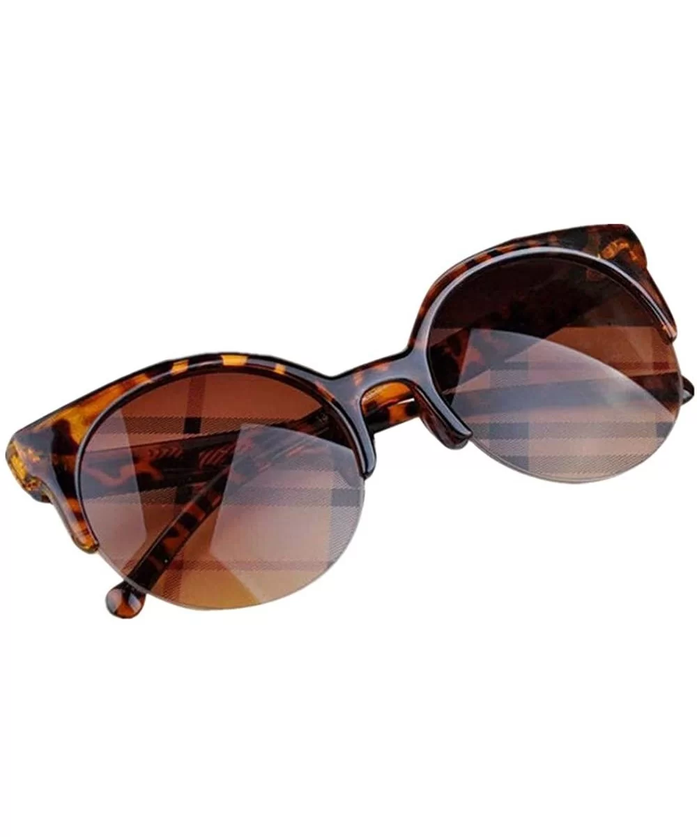 Sunglasses for Women Cat Eye Vintage Sunglasses Retro Semi-Rim Round Sunglasses - C - C318QMX5UYO $9.56 Cat Eye