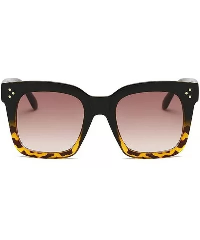 Top Eyewear Lunette Femme Women Luxury Brand Sunglasses Women Rivet Sun Glasse UV400 - Black Leopard - CN18WE4ON2I $16.72 Ove...