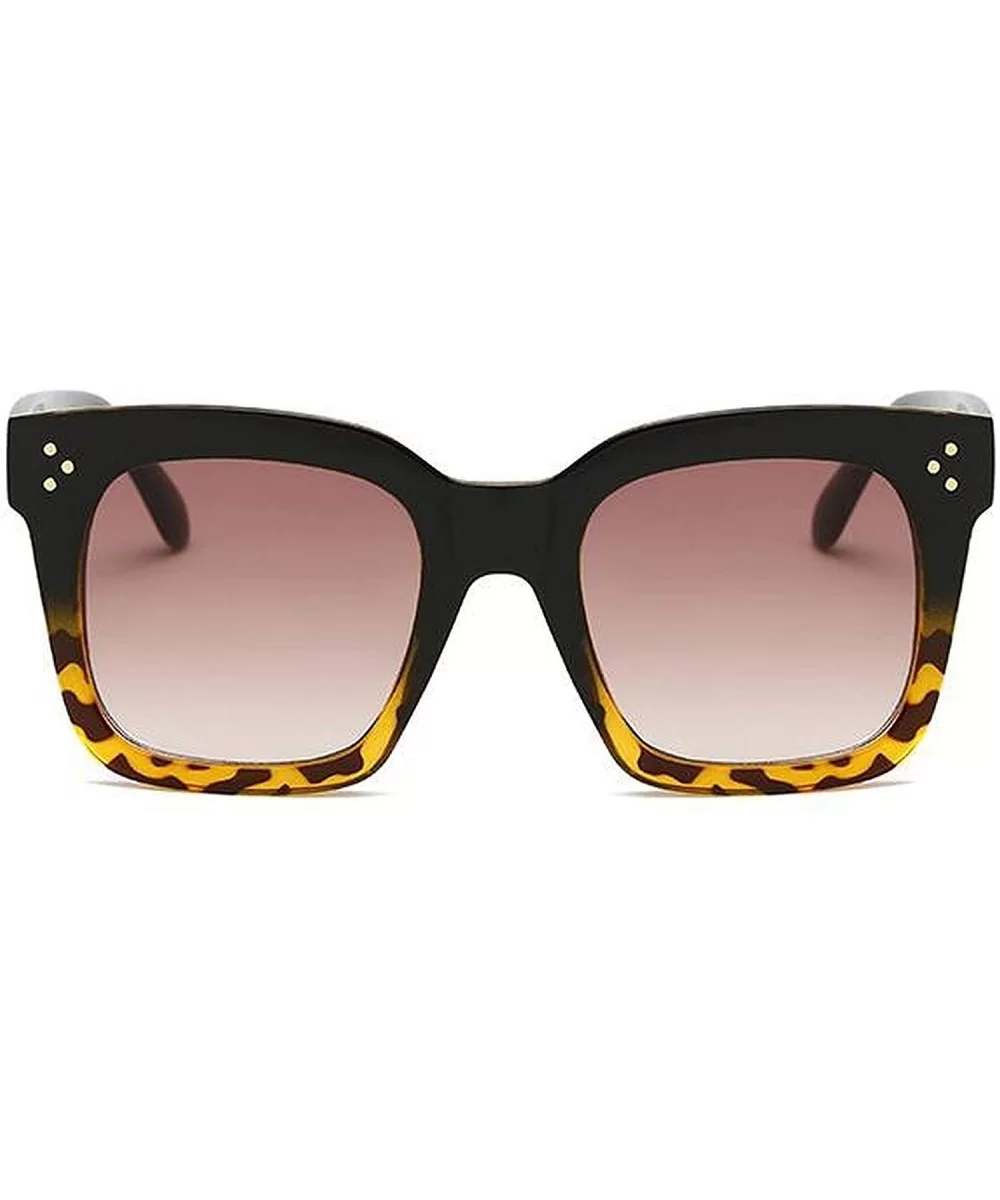 Top Eyewear Lunette Femme Women Luxury Brand Sunglasses Women Rivet Sun Glasse UV400 - Black Leopard - CN18WE4ON2I $16.72 Ove...