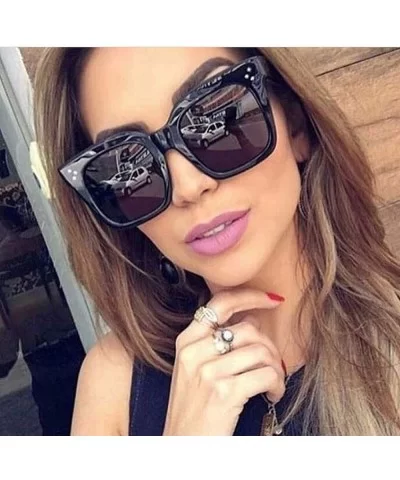 Top Eyewear Lunette Femme Women Luxury Brand Sunglasses Women Rivet Sun Glasse UV400 - Black Leopard - CN18WE4ON2I $16.72 Ove...