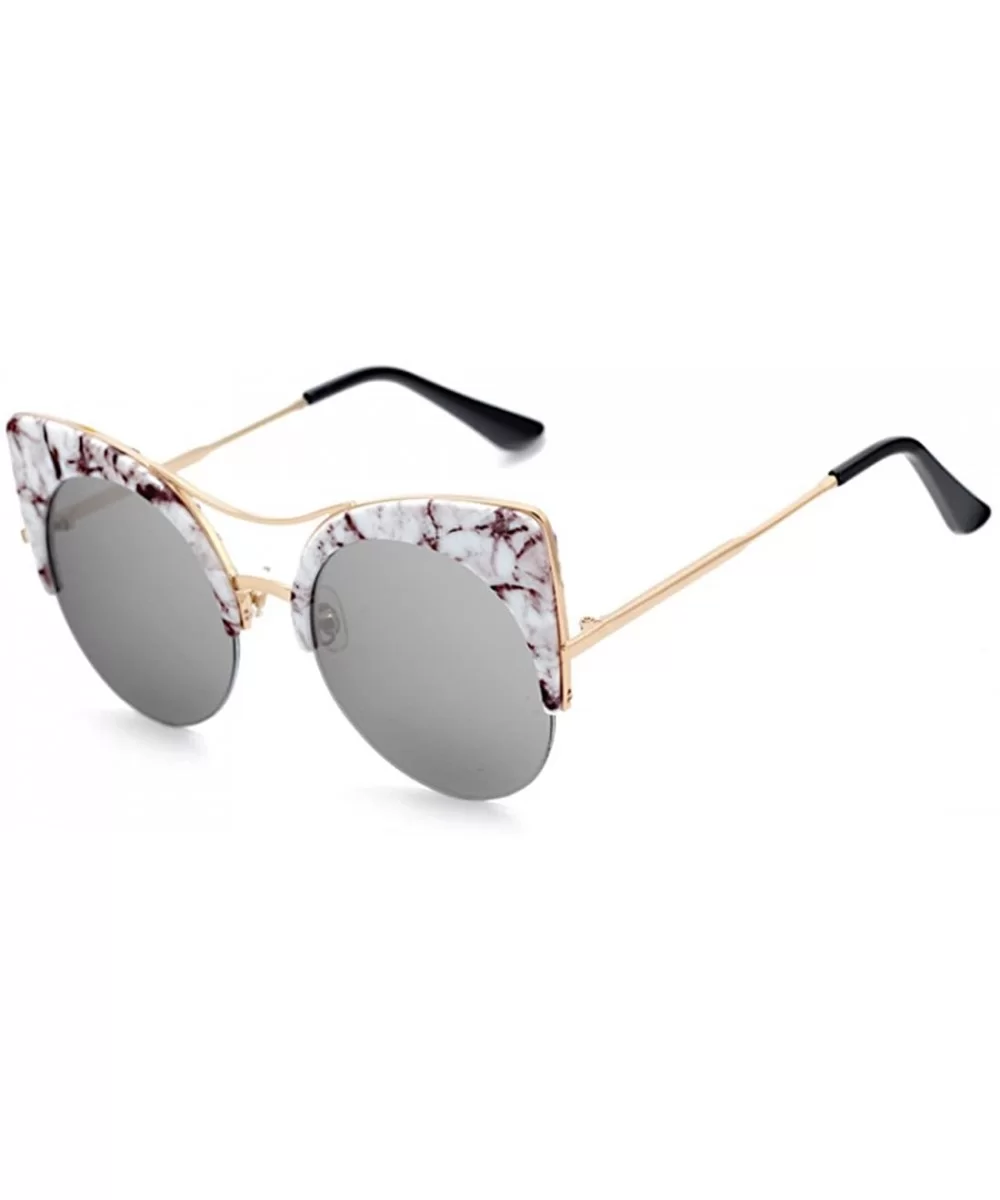 Cat Eye Sunglasses Retro Eyewear Half frame eyeglasses for Men women - White - C218EOUZY8R $13.68 Rimless