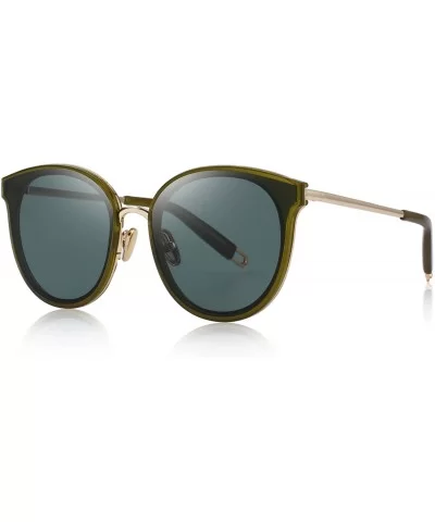 Classic Cateye Sunglasses for Women Metal Frame Mirror Lens S6311 - Green - CR18C87OOMK $16.35 Oversized