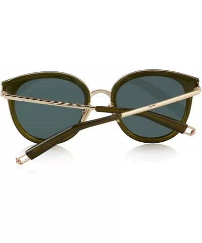 Classic Cateye Sunglasses for Women Metal Frame Mirror Lens S6311 - Green - CR18C87OOMK $16.35 Oversized