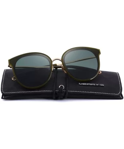 Classic Cateye Sunglasses for Women Metal Frame Mirror Lens S6311 - Green - CR18C87OOMK $16.35 Oversized