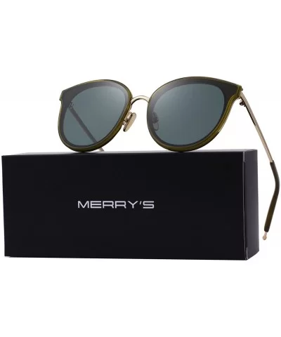 Classic Cateye Sunglasses for Women Metal Frame Mirror Lens S6311 - Green - CR18C87OOMK $16.35 Oversized