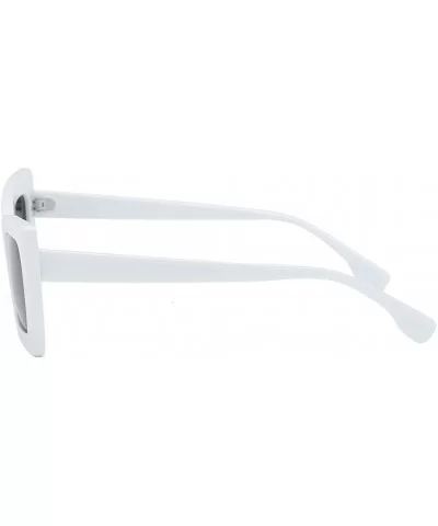 Square Sunglasses Boyfriend Style Horned Rim Thick Plastic Sunglasses - D - C7190NCESDO $9.10 Square