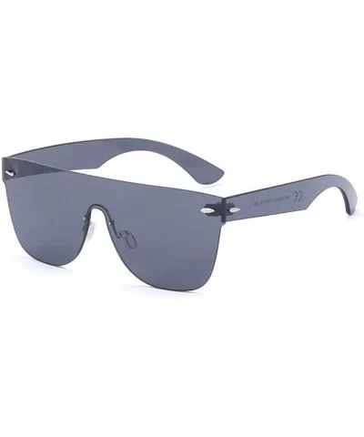 Oversized Square Rimless Sunglasses Rectangular Mirrored Full Eyewear For Women Men - Black - C718EDQZSN3 $29.25 Oversized