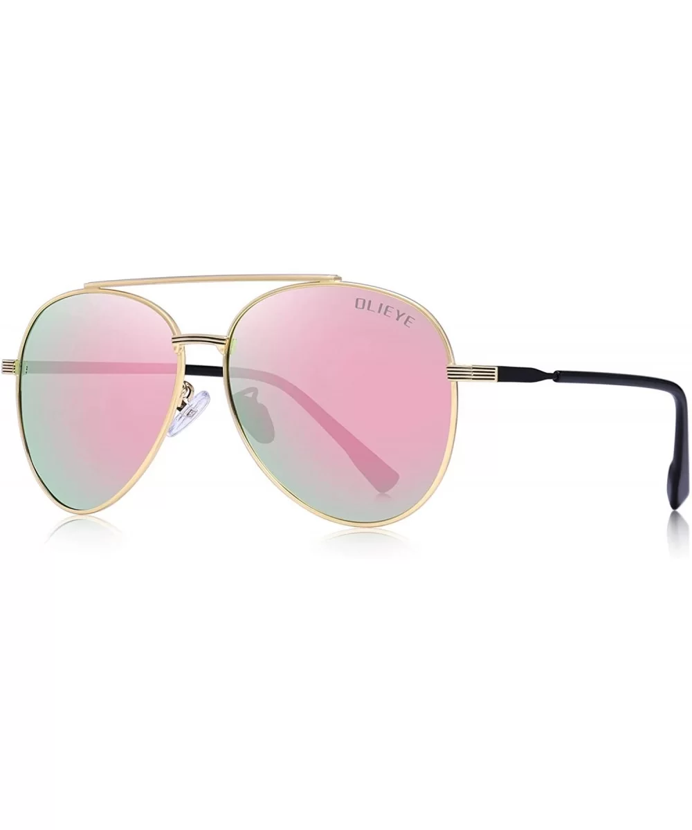 Classic Pilot Women Polarized Sunglasses for Men Womens Polarized Mirror with Case Sun glasses - Gold&pink - CX18WOWSH45 $43....