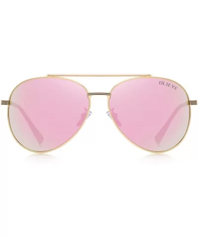 Classic Pilot Women Polarized Sunglasses for Men Womens Polarized Mirror with Case Sun glasses - Gold&pink - CX18WOWSH45 $43....