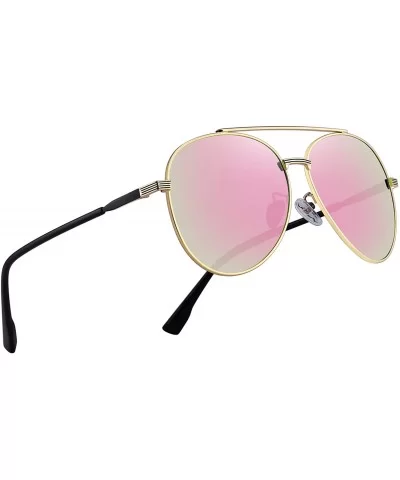 Classic Pilot Women Polarized Sunglasses for Men Womens Polarized Mirror with Case Sun glasses - Gold&pink - CX18WOWSH45 $43....