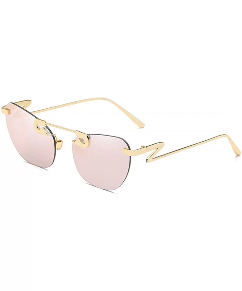 Male Female Fashion Metal Sunglasses Retro Frameless Z-shaped leg - Pink - C618EX4YIT9 $14.96 Rimless