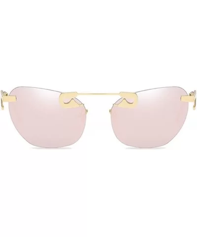 Male Female Fashion Metal Sunglasses Retro Frameless Z-shaped leg - Pink - C618EX4YIT9 $14.96 Rimless