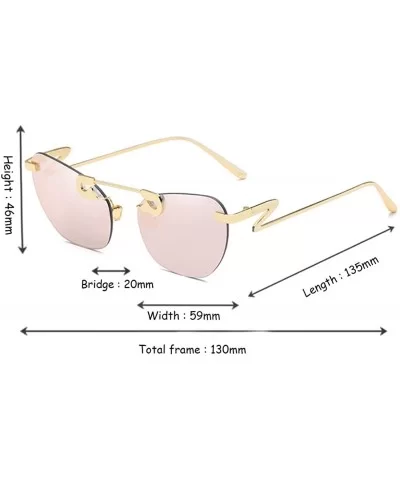 Male Female Fashion Metal Sunglasses Retro Frameless Z-shaped leg - Pink - C618EX4YIT9 $14.96 Rimless