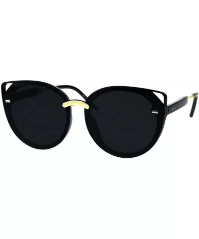 Designer Fashion Womens Sunglasses Round Cateye Frame UV 400 - Black (Black) - CJ18GD565R9 $12.94 Round