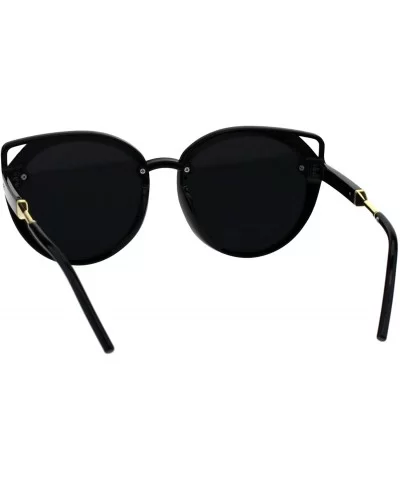 Designer Fashion Womens Sunglasses Round Cateye Frame UV 400 - Black (Black) - CJ18GD565R9 $12.94 Round