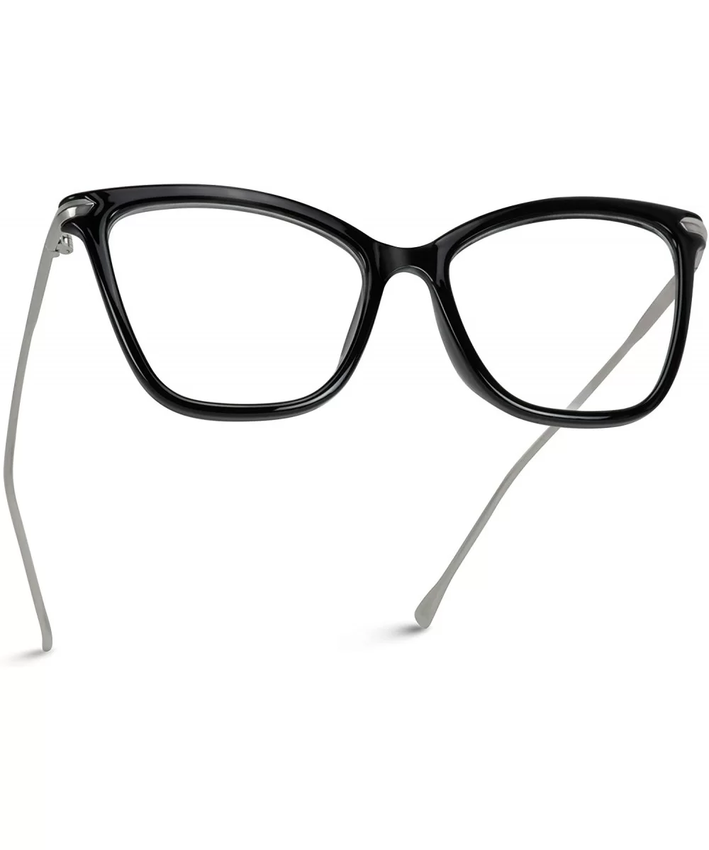 New Elegant Oversized Clear Cat Eye Glasses - Black & Silver Frame - CW12O8D9MCM $24.82 Round