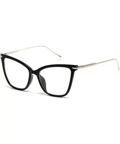 New Elegant Oversized Clear Cat Eye Glasses - Black & Silver Frame - CW12O8D9MCM $24.82 Round