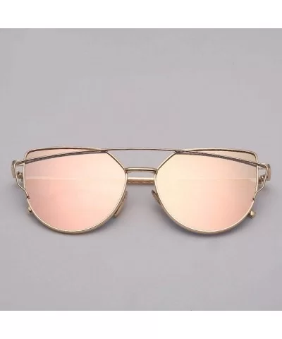 Cat Eye Sunglasses Women Vintage Metal Reflective Glasses Mirror Retro Oculos De Sol Gafas - Black-t - CQ199CE2DG0 $47.92 Square