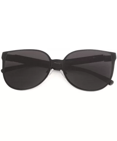 Flat Lens Frame Cat Eye Sunglasses - Black Gunmetal - CR1900R79H0 $21.23 Cat Eye