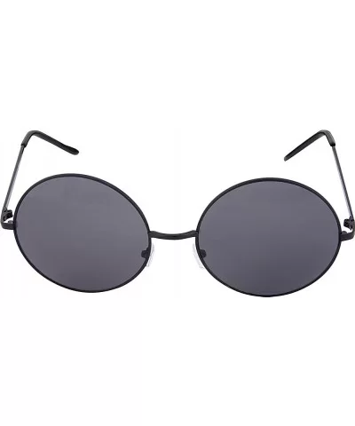 Retro Vintage P2046 Unisex Round Metal Frame Oversized Lens Sunglasses Black Smoke Lens - C811BK3Q6V5 $12.46 Oversized