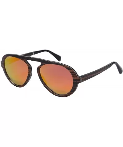 Wood Sunglasses Polarized Pilot Sunglasses 7 Layers Wood Frame-SG73003 - Ebony- Red - CJ18DUK4K3R $54.42 Aviator