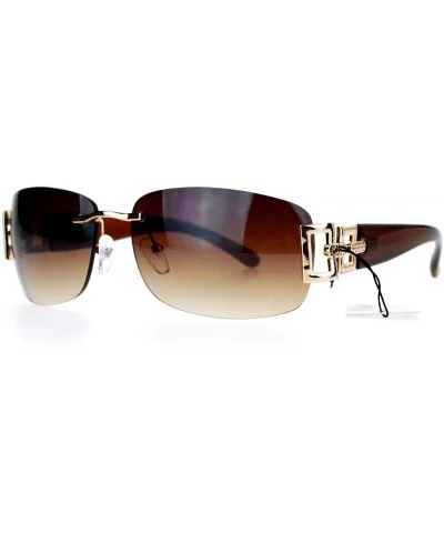Luxury Rimless Art Deco Metal Chain Designer Sunglasses - Brown - C3129K8MUEN $13.41 Square