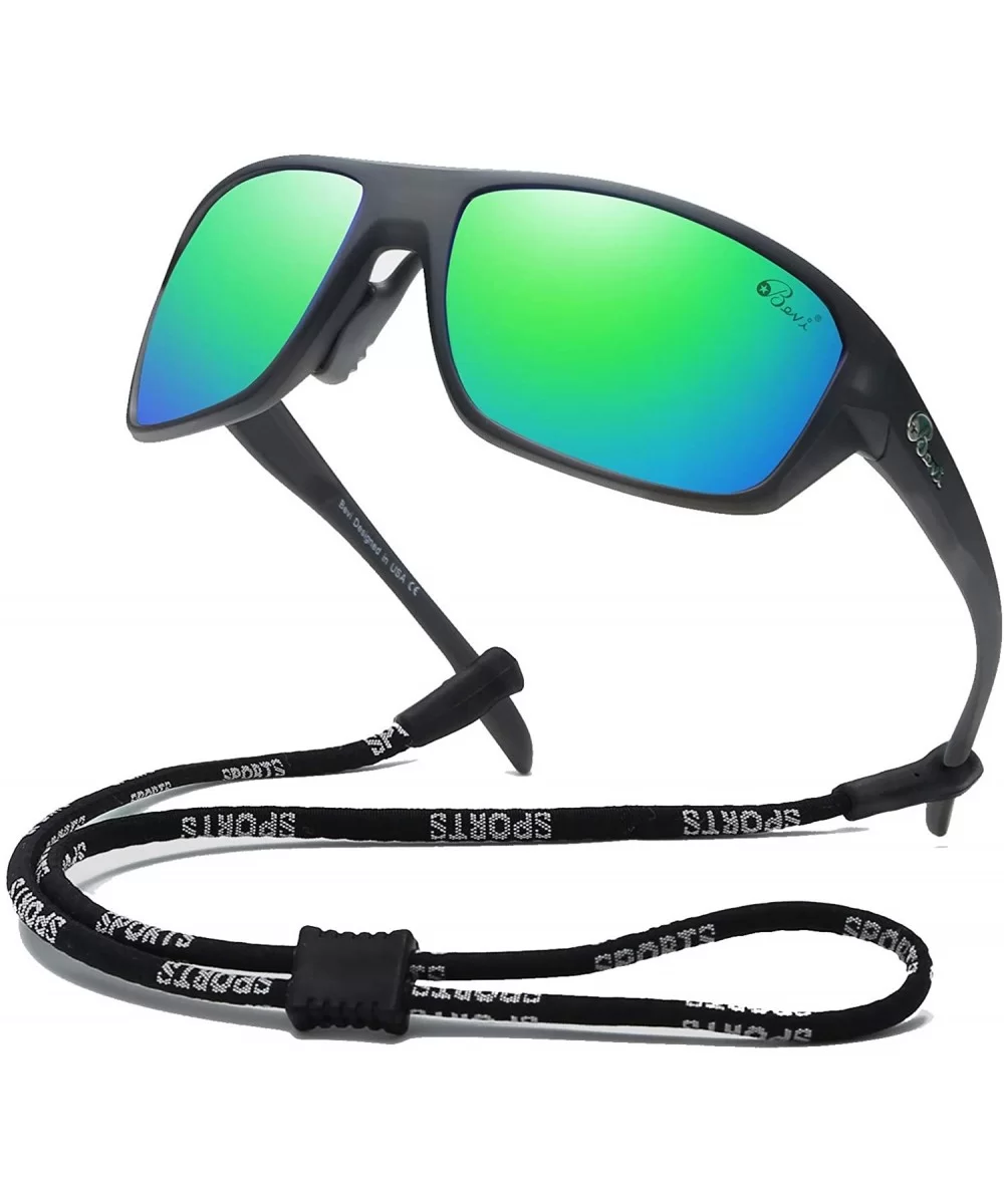 Polarized Sports Sunglasses for Women and Men Driving Shades Cycling Running UV Protection - Green - CN1936G4WRK $34.14 Overs...