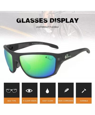 Polarized Sports Sunglasses for Women and Men Driving Shades Cycling Running UV Protection - Green - CN1936G4WRK $34.14 Overs...