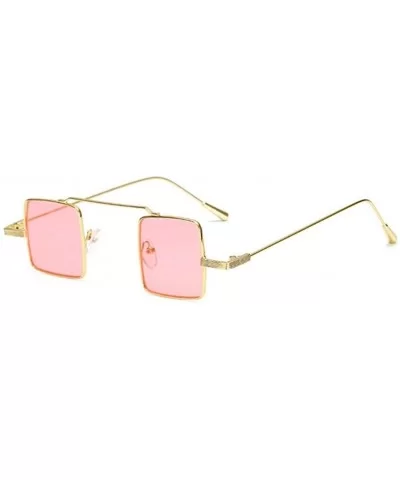 Small Square Steampunk Sunglasses for Women and Men Flat Top Metal Frame UV400 - C8 Gold Pink - CS198GH9S7T $15.24 Square