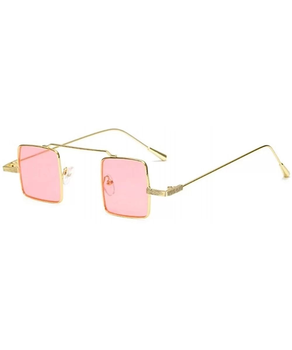 Small Square Steampunk Sunglasses for Women and Men Flat Top Metal Frame UV400 - C8 Gold Pink - CS198GH9S7T $15.24 Square