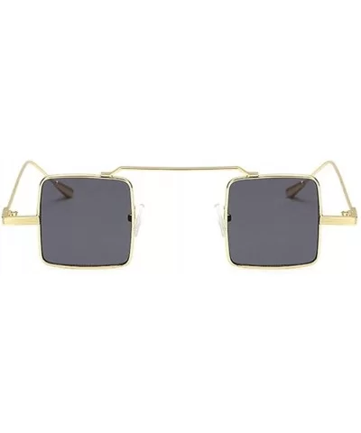 Small Square Steampunk Sunglasses for Women and Men Flat Top Metal Frame UV400 - C8 Gold Pink - CS198GH9S7T $15.24 Square