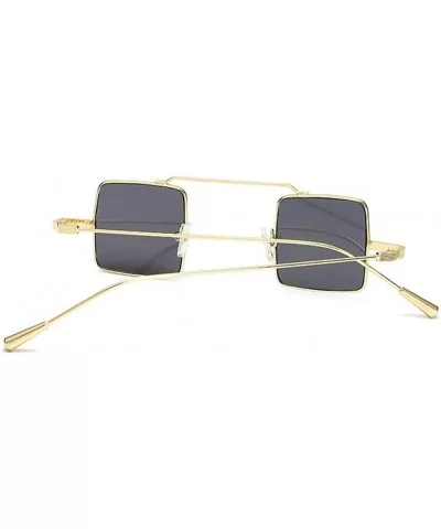 Small Square Steampunk Sunglasses for Women and Men Flat Top Metal Frame UV400 - C8 Gold Pink - CS198GH9S7T $15.24 Square