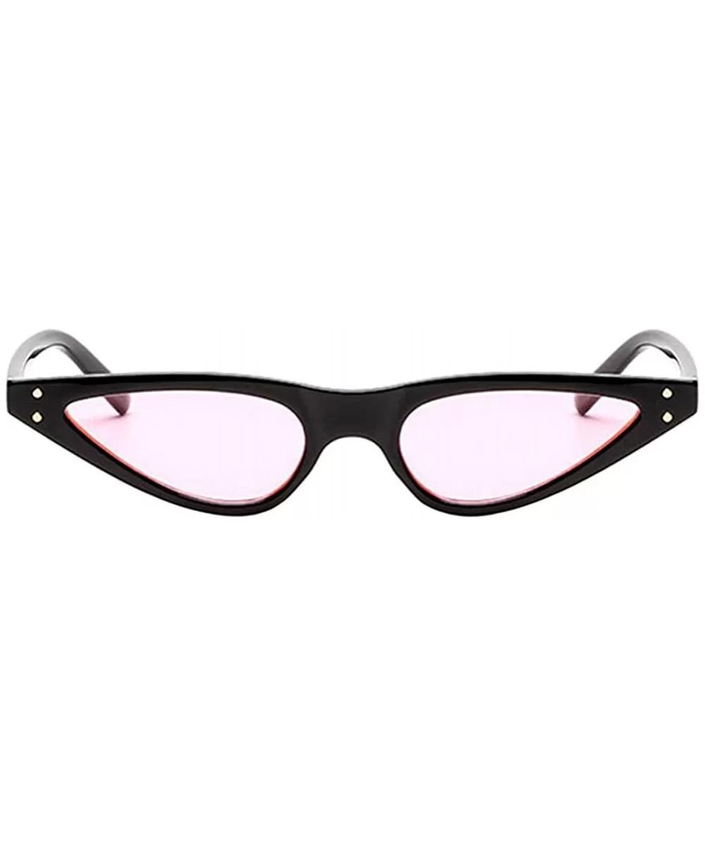 Retro Women Small Cat Eye Style Sunglasses Triangle Steampunk Rivet - Black Frame & Pink Lens - CC18CWAZIWZ $13.34 Butterfly