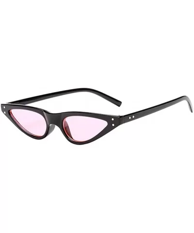 Retro Women Small Cat Eye Style Sunglasses Triangle Steampunk Rivet - Black Frame & Pink Lens - CC18CWAZIWZ $13.34 Butterfly