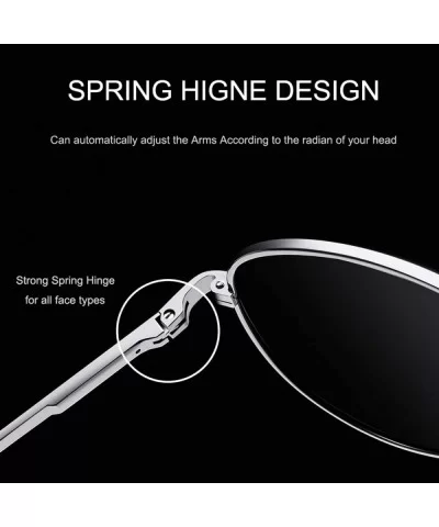 Classic Aviator Polarized Sunglasses Protection - Silver Frame Silver Mirror Lens - CI18QCTX649 $20.92 Oval