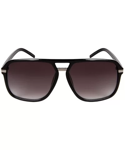 Square Retro Style Aviators with Gradient Lens 1402-AP - Black - CM182ZRHMQ9 $13.38 Square