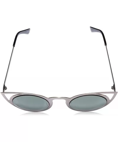 Womens Fashion Round Metal Cut-Out Flash Mirror Lens Cat Eye Sunglasses - Gunmetal / Green - CQ122XJLMVD $13.85 Round