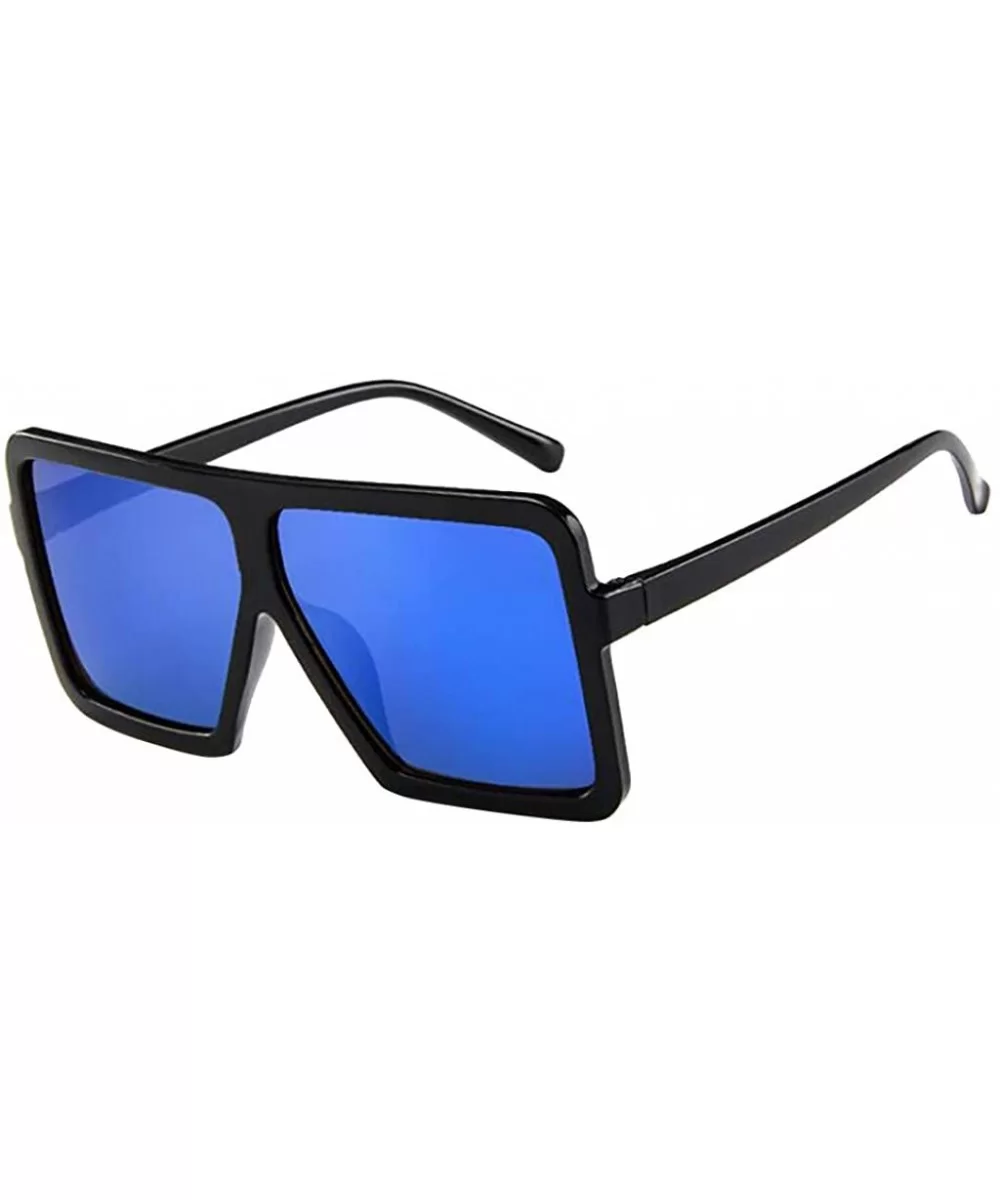 Unisex Vintage Glasses Big Frame Eyewear Oversized Squared Polarized Sunglasses - F - CI196OMWAE3 $11.08 Rectangular