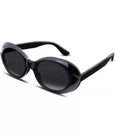 Clout Goggles Kurt Cobain Sunglasses Retro Oval Women Sunglasses B2253 - Black - CI185I79H2M $12.37 Round