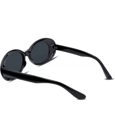 Clout Goggles Kurt Cobain Sunglasses Retro Oval Women Sunglasses B2253 - Black - CI185I79H2M $12.37 Round